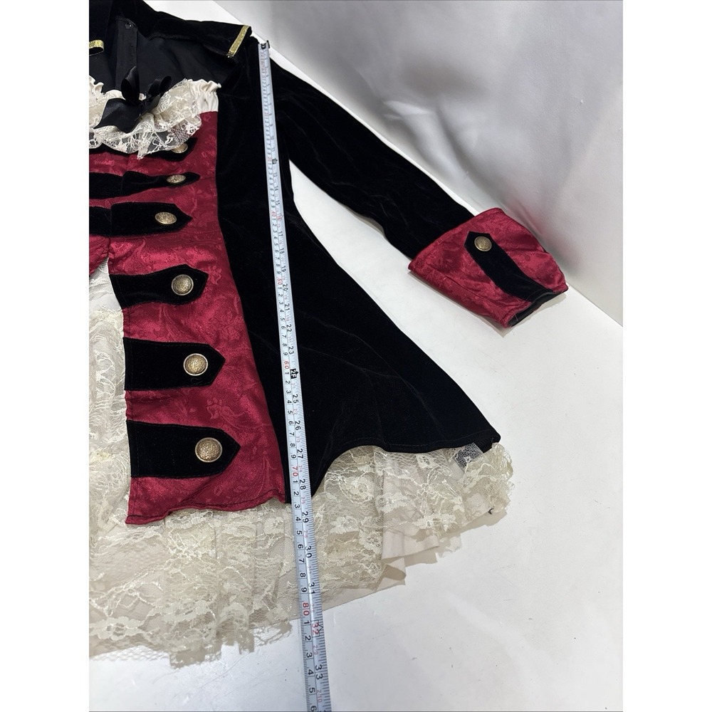 Leg Avenue Pirate Captain Costume Black Velvet Burgundy Goth Steampunk Large - Picture 8 of 8